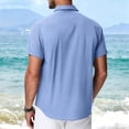 thumbnail image 3 of Cotton Linen Shirts for Men Short Sleeve Button Down Shirts Summer Beach Casual Shirt for Vacation Wedding, 3 of 6
