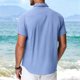 thumbnail image 5 of Ceisia Men's Solid Color Short Sleeve Linen-like Shirt Breathable Summer Beach Shirt with Chest PocketLight BlueXL Gifts, 5 of 8
