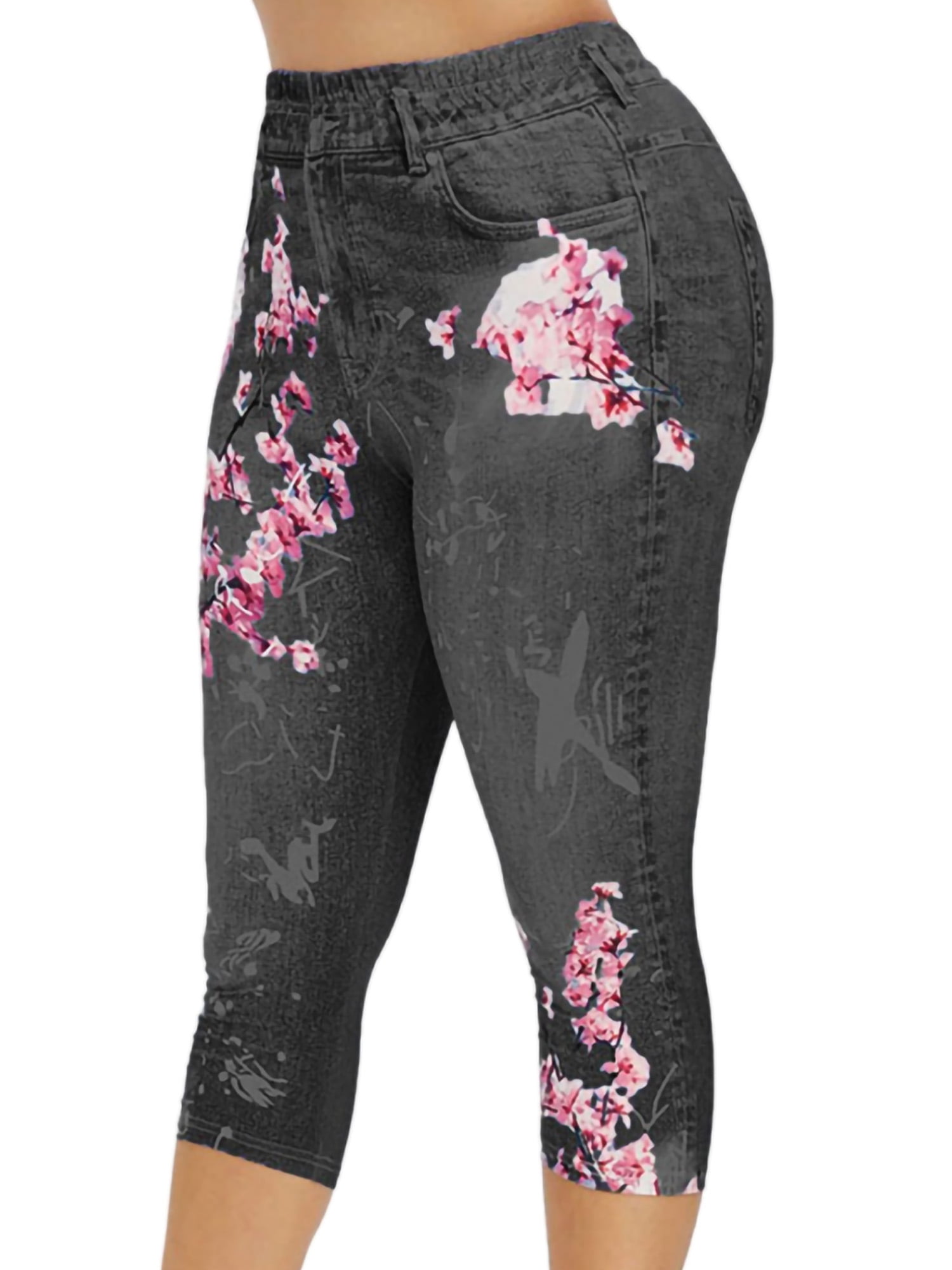 Lumento Women Faux Denim Pant High Waist Leggings Seamless Fake Jeans Ladies  Stretch Pencil Pants Comfy Tummy Control Jeggings Black L 