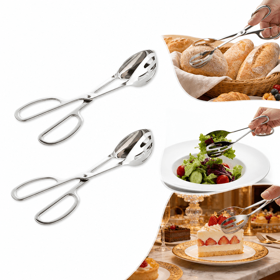 2-Pack Stainless Steel Serving Tongs, Salad Tongs, Kitchen Tongs, Tongs for Serving Food, Salad Tongs for Serving, Serving Tongs for Party, Small Tongs for Serving Food