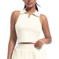 thumbnail image 3 of Mittory Women’s Sleeveless Crop Tops Workout Built in Bra V Neck Crop Tank Tops Athletic Golf Tennis Collar Shirts, 3 of 6