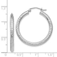 thumbnail image 3 of 14k White Gold Diamond-cut 3mm Round Hoop Earrings, 3 of 3