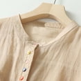 thumbnail image 4 of DuoJiaJ Women's Retro Linen Shirt Plus Size Solid Color Buttons Stand Asymmetrical Top Women’s V-Neck Tops Beige, 4 of 5