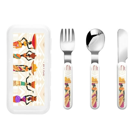 

Rateoe Black African Woman for Stainless Steel Kids Silverware Set - Child and Toddler Safe Flatware - Children s Knife Fork And Spoon Set