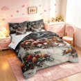 thumbnail image 2 of Manfei Christmas Santa 7pcs Queen Bedding,Festive Reindeer Animals Bedding Comforter Set Queen,Gray Orange,Christmas Reversible, 2 of 6