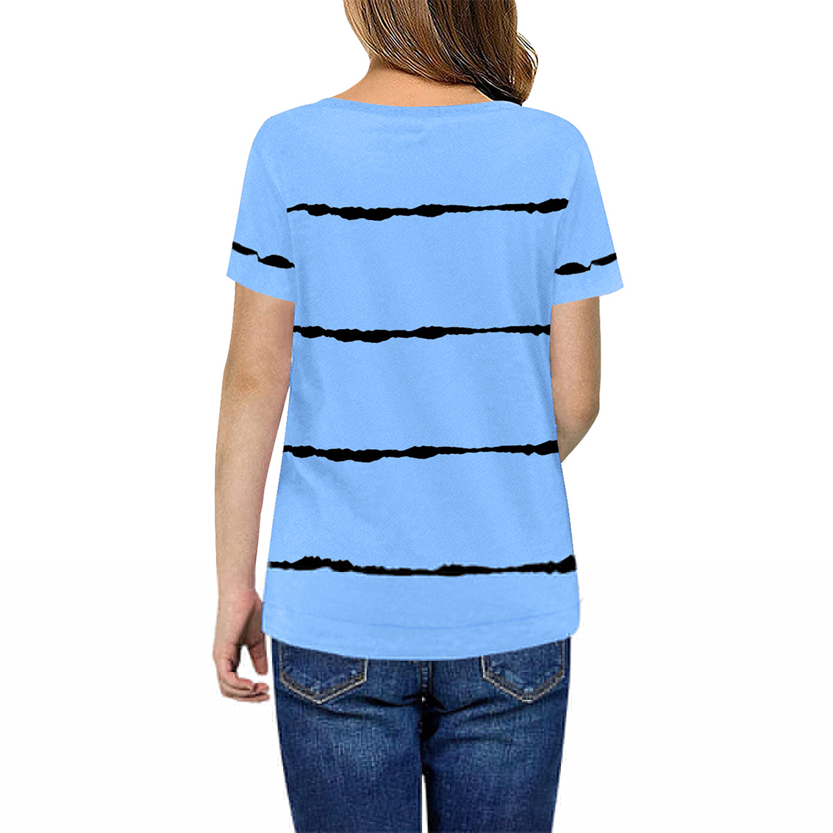 thumbnail image 2 of Langwyqu Girls Casual Short Sleeve Striped T Shirts Kids Loose Tees Size 4-15, 2 of 5