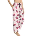 thumbnail image 2 of Xecao Hand Drawn Strawberry Women's Straight Lounge Pajama Pants: The Epitome of Relaxed Sleepwear, 2 of 9