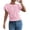 Pink#101, variant on Womens Ruffle Tops Short Sleeve Banded Bottom Blouses Daily Casual Crew Neck 2026 Summer Spring T Shirts Elastic Waist Smocked Blouses Pink 5XL