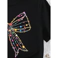 thumbnail image 3 of Women's Casual Crew Neck T-Shirt, Summer Short Sleeve Tee with Colorful Bowknot Drawing Design Tee Tee For Adult, Men, Women, Teen, Teenager, Adolescent, Youth, 3 of 4
