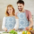 thumbnail image 3 of Blue Ethnic Mandala Pattern Apron-Garden Aprons for Women with Pockets-Cotton Linen Waterproof Kitchen Cooking Gardening Aprons Adjustable for Kitchen,Cooking,BBQ and Salon 33x27 Inch, 3 of 7