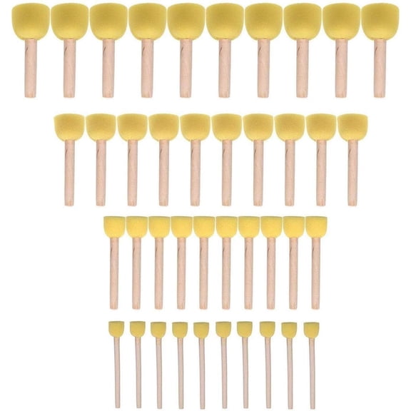 LQQBOX 40pcs Assorted Round Paint Foam Sponge Brush Set Painting Tools, Brush Set - Great for Kids Arts and Crafts, Stencils, Painting