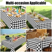 decorUhome Rectangle Tablecloth, Waterproof Vinyl Flannel Backed Table Cloth, Buffalo Wipeable Plastic Table Cover for Kitchen and Outdoor, Black and White, 60 x 84