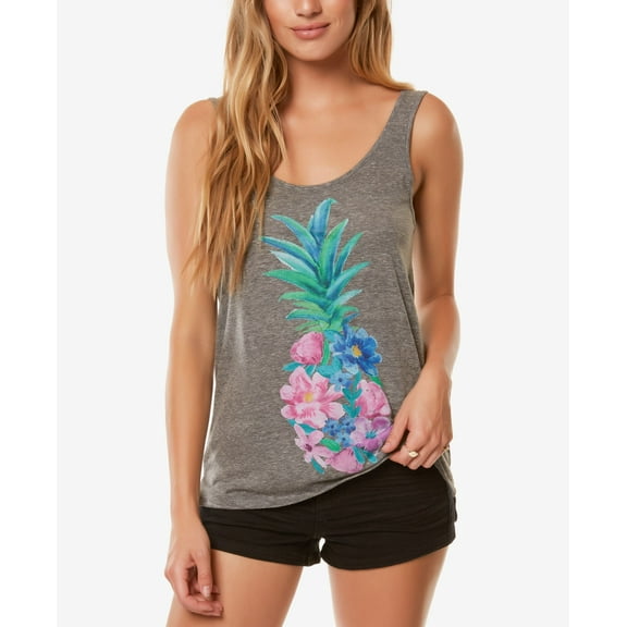 Oneill Juniors Flower Pop Tank Top Asphalt XS