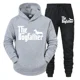 thumbnail image 4 of Conjunto de dos piezas "El Dogfather" Divertido chándal casual para amantes de los perros salchichas para hombre Otoño Conjunto de ropa deportiva holgada con capucha estilo hip hop con animales, 4 of 4