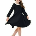 thumbnail image 2 of Ashirexll Girls Dresses Size 10-12, Girls Long Sleeve Dress, Long Sleeve Fall Dress Fashion Children Solid Color Doll Neck Dress Casual Plowy Dress, 2 of 5