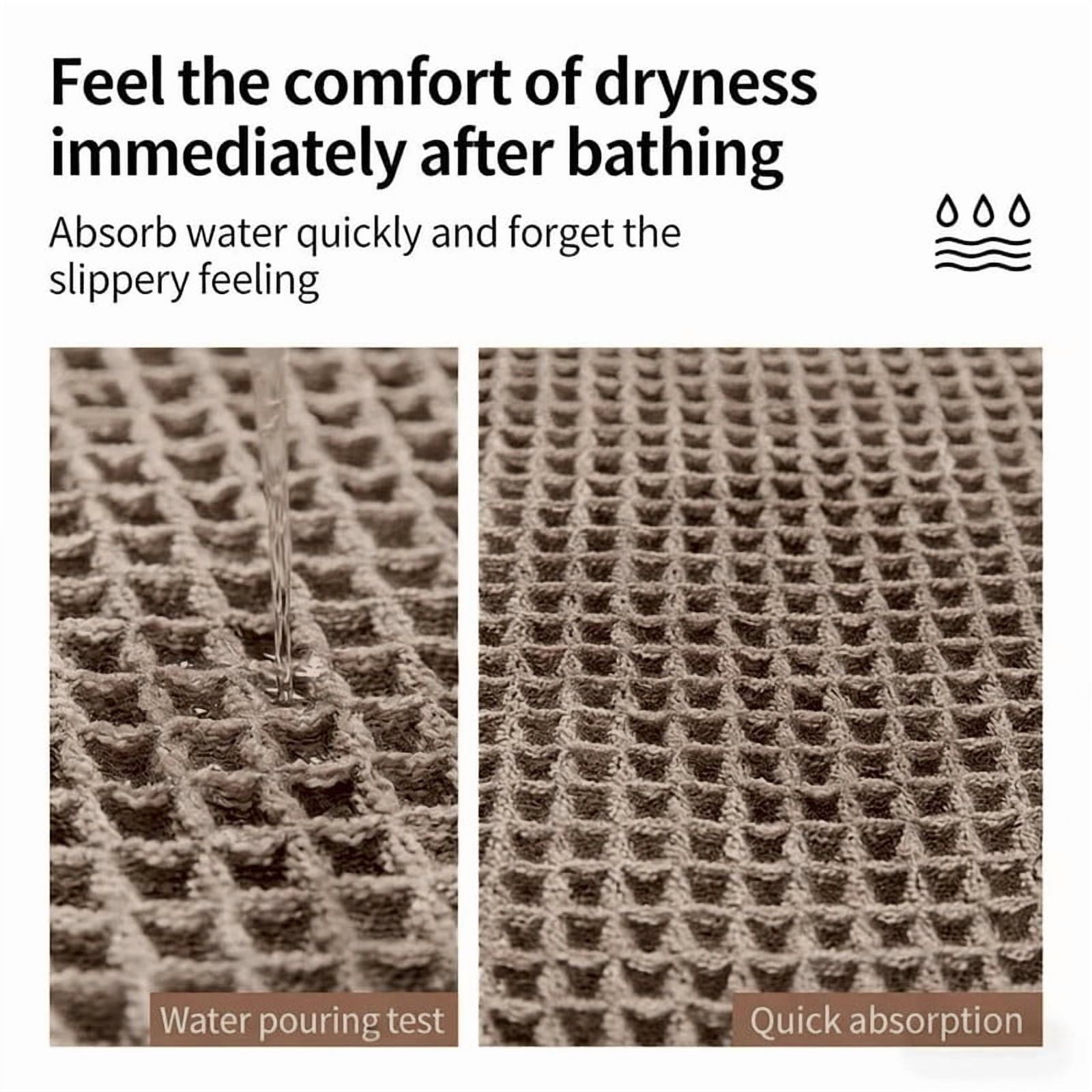 Rubber Backed Mat: Upgraded Waffle Bath Mat ， Non-Slip Washable Pet Rug & Bathroom Rugs with Tassels, Machine Washable Indoor Mat, Ultra Soft, 24"x36" Brown