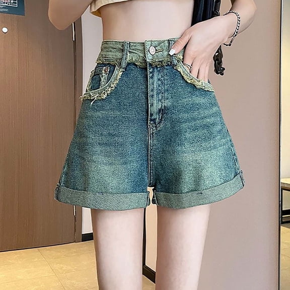 ClodeEU Women's Cowboy Clothes Low Waist Jean Shorts ,Y2K Skinny Ripped Denim Shorts Hot Pants Blue^,Womens Plus XXL