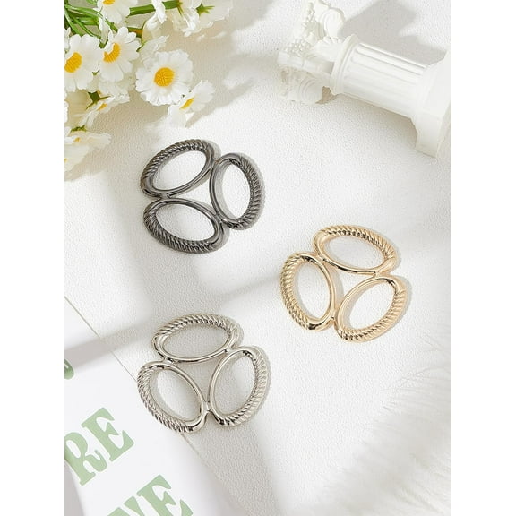 3Pcs Alloy Brooch Scarf Ring Clip Tri-Ring Scarf Buckles Mixed Color Clothing Ring Wrap Holder Adjuster Strap Slider
