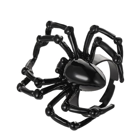 Guodhu Halloween Gothic Rings Black Spider Rings Adjustable Band Rings Stacking Ring for Halloween Holiday Party Jewelry