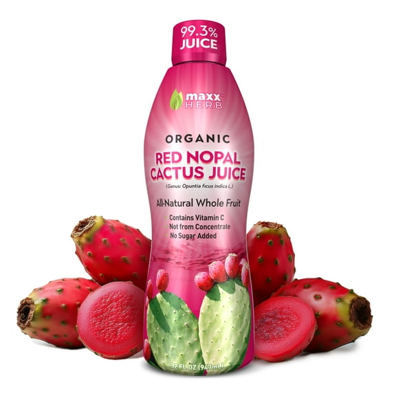 Maxx Herb Red Nopal Cactus Prickly Pear Juice for Gut Health & Joint Support, 32 Oz