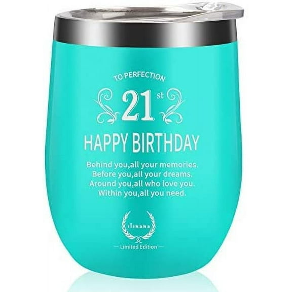 21st Birthday Gifts for Women Wine glass-21 Funny Gift Idea for Her Best Cups for Wife 21 Year Old Happy Tumbler for Girlfriend,Coworkers 12oz