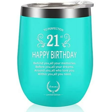 21St Birthday Gifts For Women Wine Glass-21 Funny Gift Idea For Her Best Cups For Wife 21 Year Old Happy Tumbler For Girlfriend,Coworkers 12Oz
