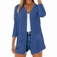 thumbnail image 6 of felwors Womens Casual Lightweight with Pocketes Long Sleeve Open Front Cardigan Blue, S, 6 of 8