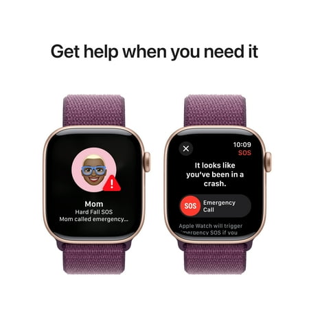 Apple Watch Series 10 (GPS) 42mm Aluminum Case with Plum Sport Loop - Rose Gold - (2024)