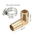thumbnail image 3 of Uxcell 19mm Barb x G1/2 Male Thread Right Angle Brass Hose Fitting Elbow with Stainless Steel Hose Clamp, 3 of 6