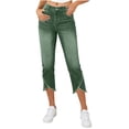thumbnail image 3 of Sentmoon Jeans Capri pour Femmes Taille Haute Jeans Moulants Raccourcis Coupe Extensible Été Couleur Unie Ourlet à Poches Léger Flatteur Design Décontracté Parfait pour des Tenues Quotidiennes Stylées, 3 of 7