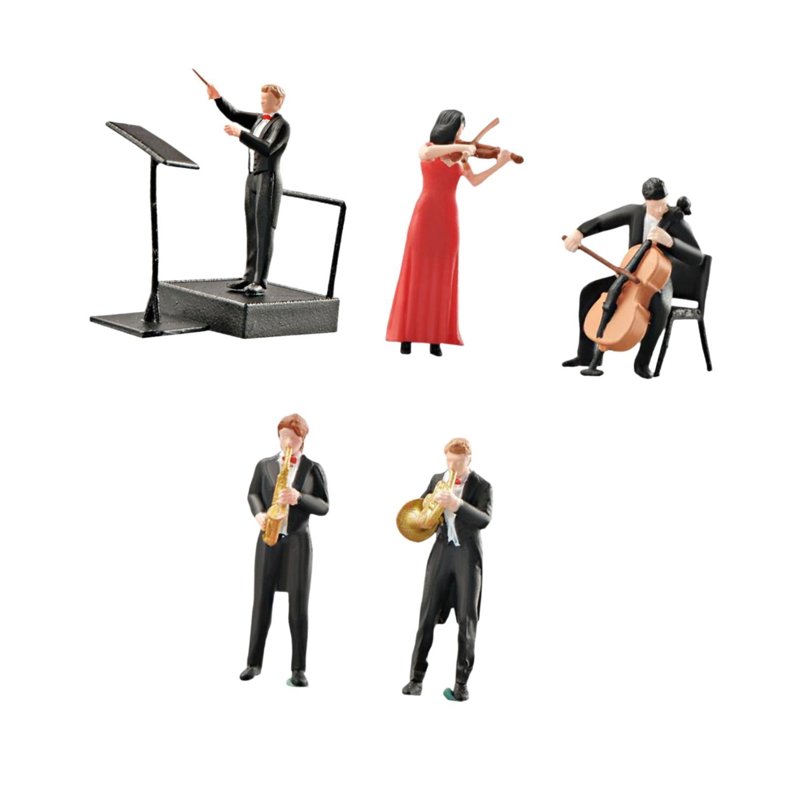 Dualoai 5 Pieces Musicians Music People /64 Scale Sand Table Decoration Ornament
