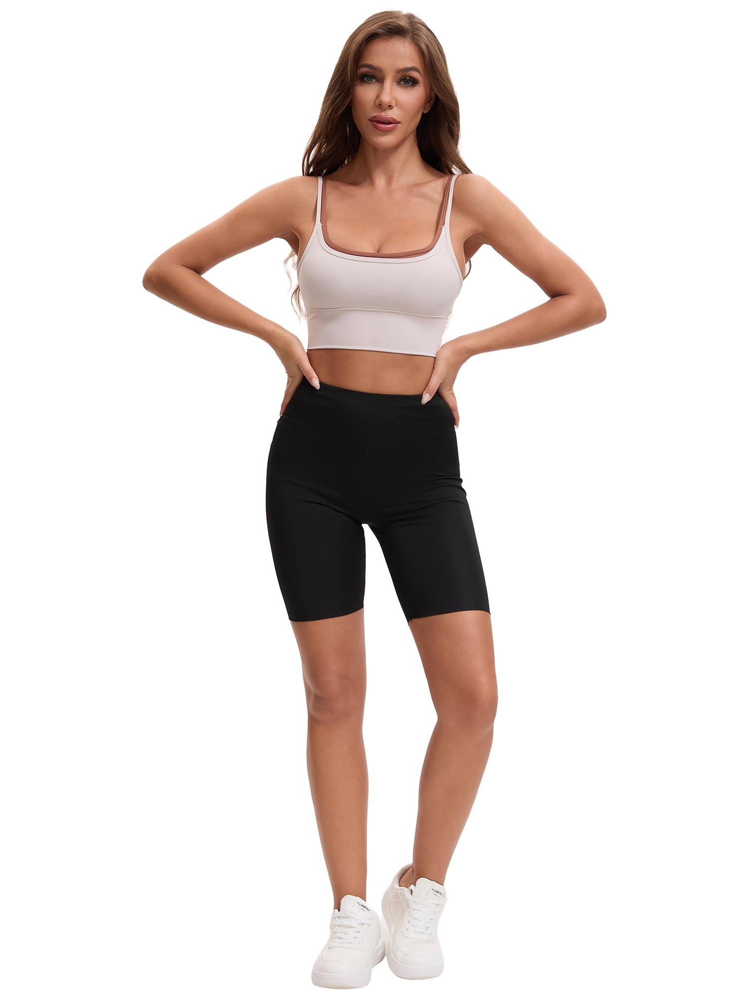 Unique Bargains Women's Full Coverage Workout Padded Sports Bras M Khaki