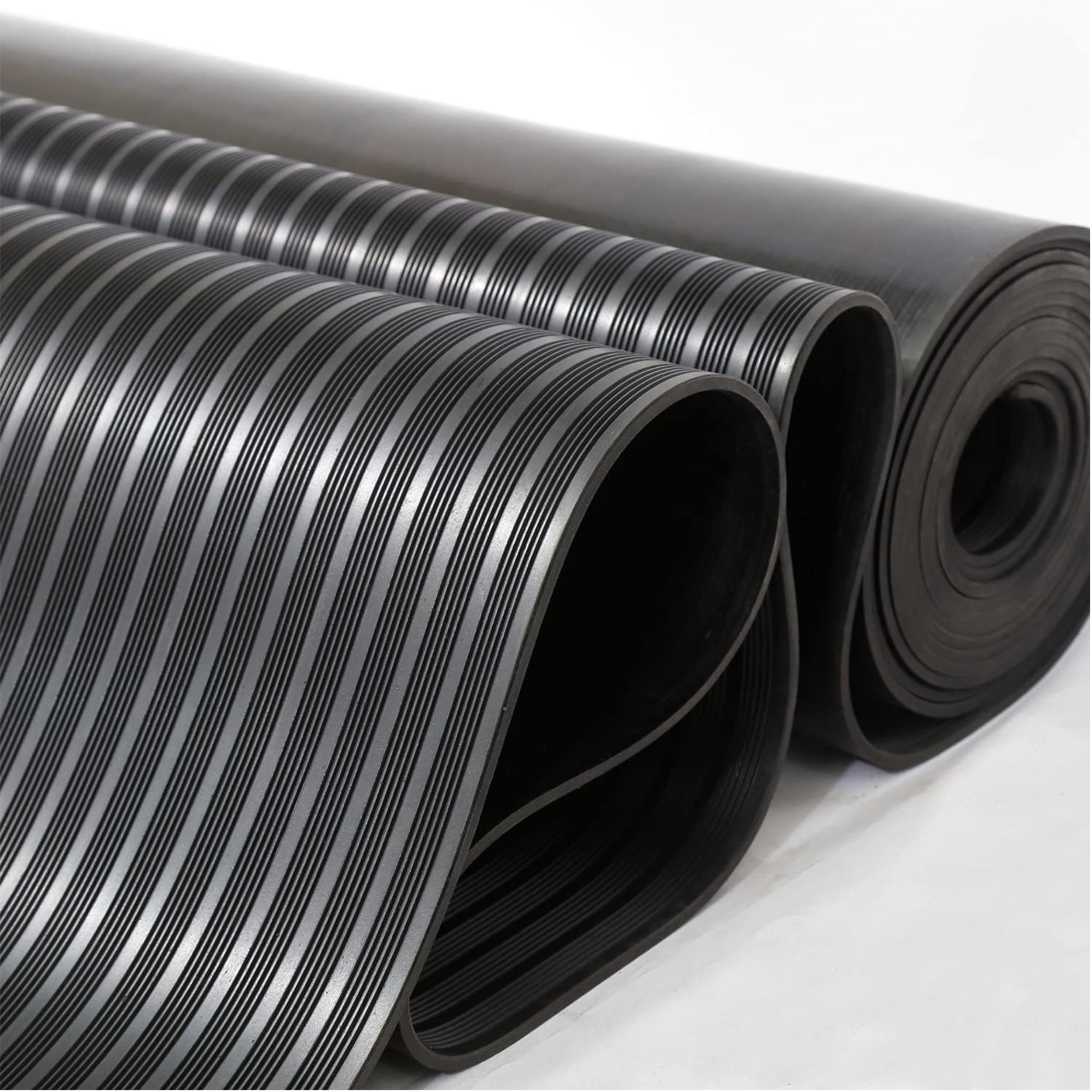 Qunbio Corrugated Rubber Floor Mat, 3.3ft x 9.8ft Fine Rib Heavy Duty Garage Floor Mat for Home, Entryway, Lab, Indoor Outdoor Floor Protection