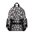 thumbnail image 3 of Green Skull Rose Pattern Backpack for School,Cute School Bag,Schoolbag with Adjustable Shoulder Straps & Padded Back,15.25"x11.5"x5.25", 3 of 5