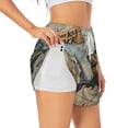 thumbnail image 2 of Bixox Women's Wood Grain Shark pattern 2 in 1 Running Shorts - Lightweight Athletic Workout Gym Yoga Shorts Liner with Pockets - X-Large, 2 of 5