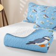 thumbnail image 4 of Castle Fairy Soft Simple Pastel Puffin Daisy Quilt Full,Tiny White Bloom Light Blue Repeat Pattern Full Bedspread Sets,Sky White, 4 of 7