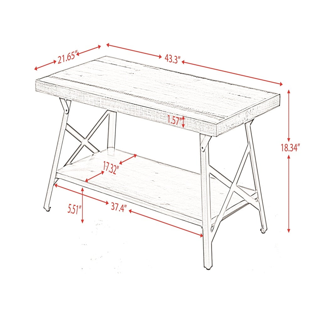 Private Jungle 43" Metal Legs Rustic Coffee Table, Round Side End Table with Solid Wood Tabletop