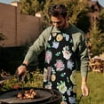 thumbnail image 4 of Pioneer Flower Floral Print Pattern Apron-Garden Aprons for Women with Pockets-Cotton Linen Waterproof Kitchen Cooking Gardening Aprons Adjustable for Kitchen,Cooking,BBQ and Salon 33x27 Inch, 4 of 7