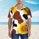 thumbnail image 2 of Fotbe Sunflower Cow Camisa Hawaiana para Hombre Unisex – Camisa Casual de Verano con Botones de Manga Corta de Algodón y Lino,Small, 2 of 7