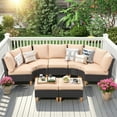 thumbnail image 2 of MAYEERTY 7-Piece Outdoor Patio Curved Rattan Sofa Set with Fan-shaped Seats, Middle Chair & Ottomans, 2 of 9