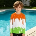 thumbnail image 2 of TGPMGRZ Ice Cream Swim Shirts for Boys Long Sleeve Rash Guard UPF 50+ Swimwear Tops Summer Beach Orange 9-10 Years, 2 of 5