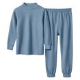 thumbnail image 5 of Cethrio Girls Pajama Sets, Comfortable Fall Winter Long Sleeve 2 Piece Thermal Underwear Sets Size 15-16 Years Blue, 5 of 5