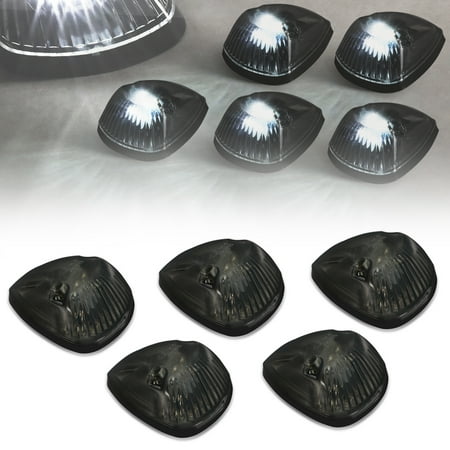For 1994 to 1998 Dodge Ram 1500 2500 3500 BR 5 X LED Cab Roof Top Lights (Smoked Housing White LED) 95 96 97