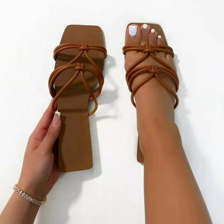 

Women s Leisure Vacation Wear Woven Open Toe Flat Bottom Beach Cool Slippers