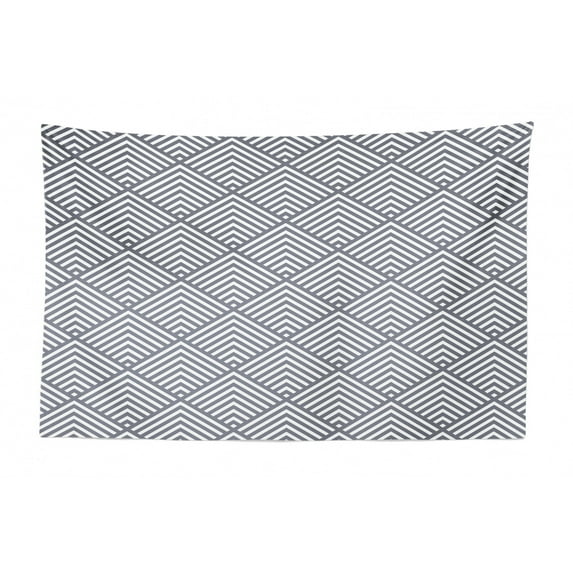 Geometric Tapestry, Mosaic Inspired Diamond Grid Striped Little Numerous Rhombus Lozenge Motifs, Fabric Wall Hanging Decor for Bedroom Living Room Dorm, 2 Sizes, Grey and White, by Ambesonne
