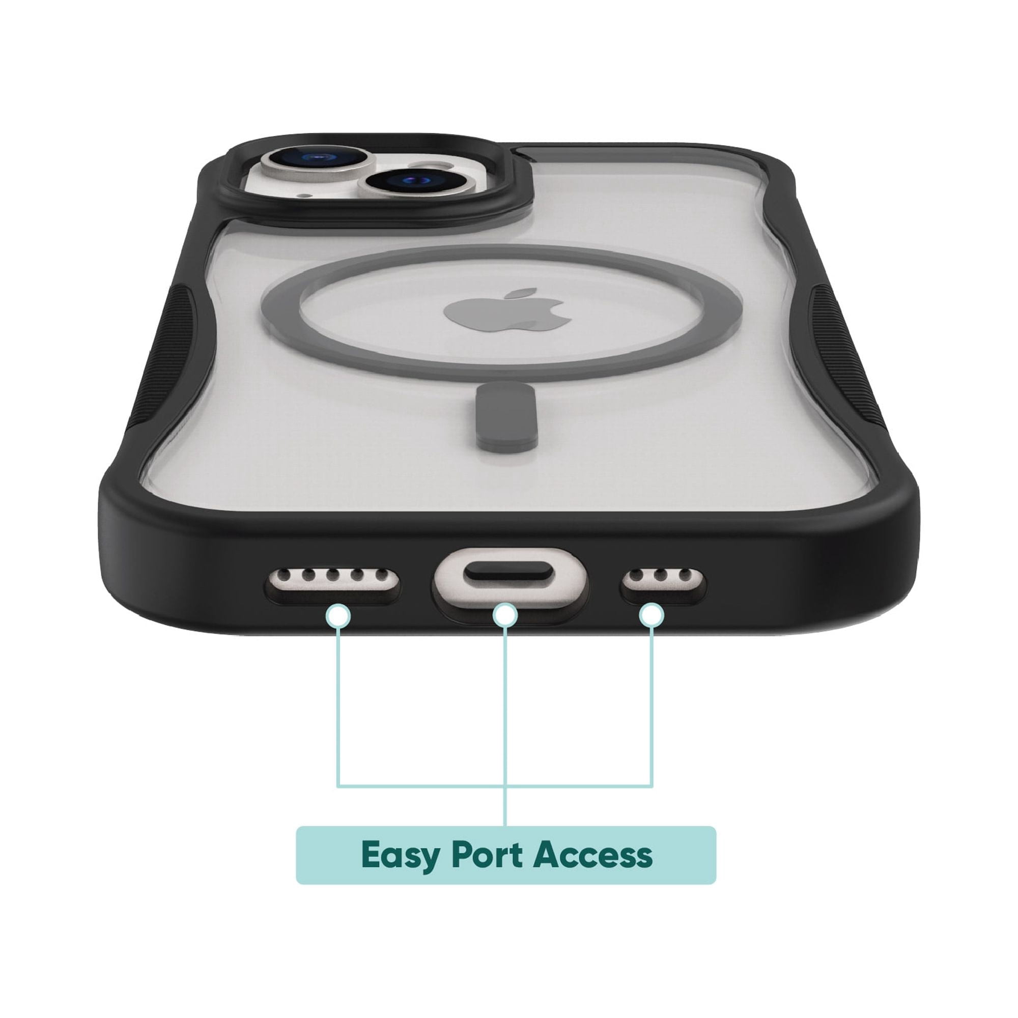 onn. MagSafe Compatible Dual-Layer Phone Case for iPhone 15 Plus / iPhone 14 Plus - Black/Clear