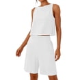 thumbnail image 6 of Costeam Womens 2 Piece Sleeveless Top and Loose Pocket Pants Set Solid Color Soft Stretch Fabric High Waist Casual Wide Leg Pant Outfit Suit, 6 of 6