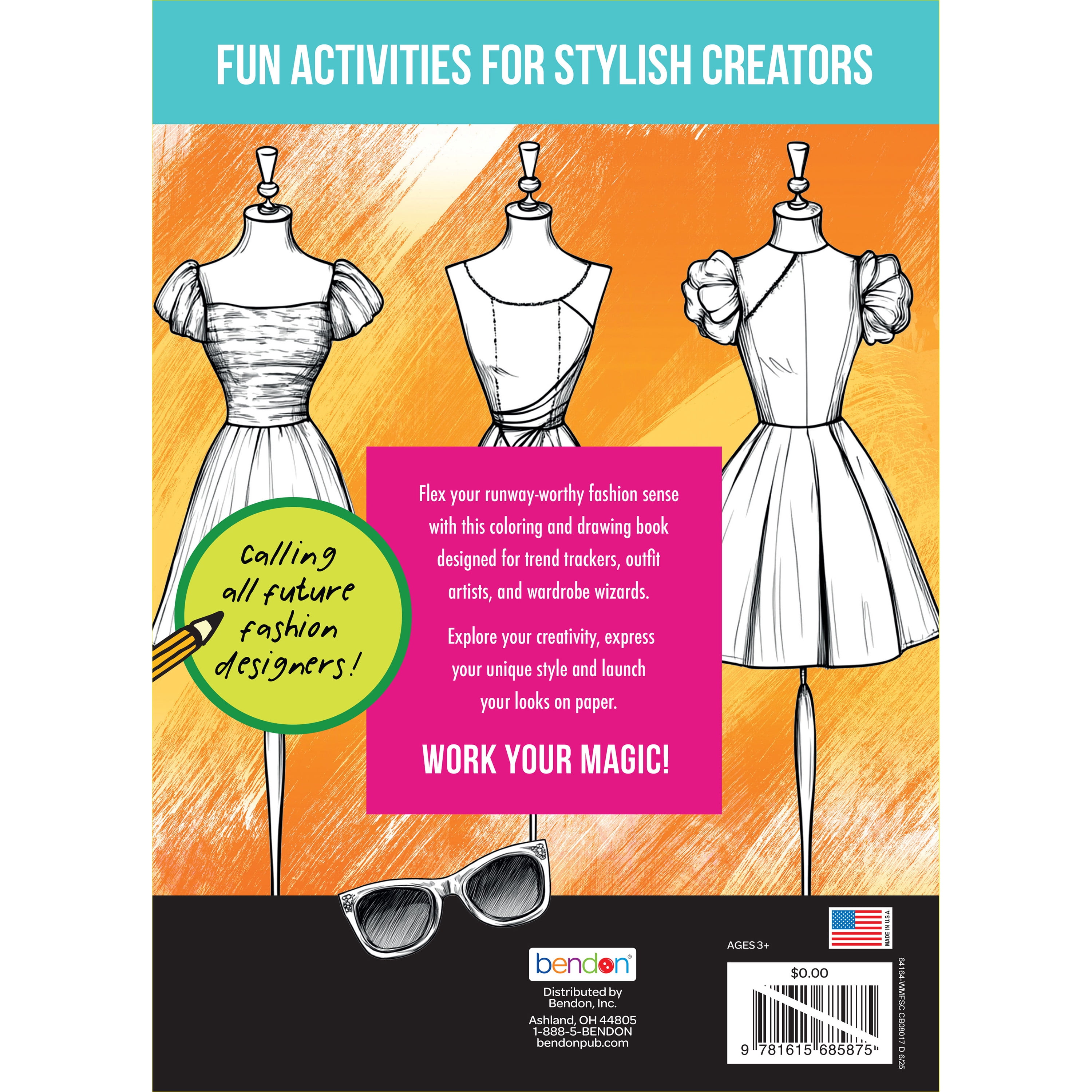 Fashion Diva Advanced Coloring Book – 80 Pages of Intricate Designs for Teens & Adults – Bendon Art Activity Book, Paperback