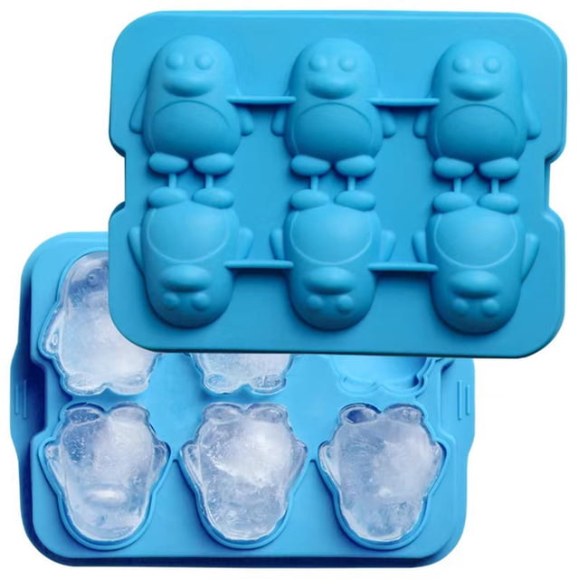 Silicone Tray Cute Reusable Ice Molds Maker 3D Penguin Milk Tea Cocktails Large