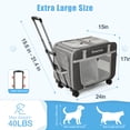 thumbnail image 6 of Extra Large Cat Carrier for 2 Cats with Wheels, 24" X 15" X 17" Dual-Compartment Cat Car Travel Carrier, Breathable Rolling Dog Carriers for Small Dogs with Zipper Locks, Light Gray, 6 of 10